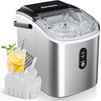 EUHOMY IM-18SX Máquina de Hielo Portátil 26.3 lb/24h | Acero Gris Plata